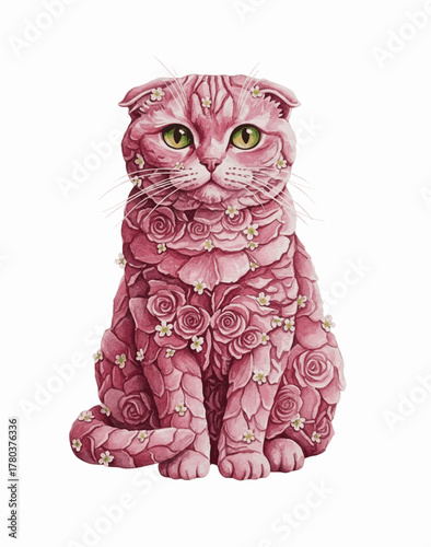 Floral Feline Flower Cat isolated watercolor vector illustration svg