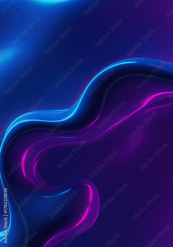 Obraz premium Abstract digital background showing deep blue and purple flowing liquid light. Perfect for immersive displays and futuristic concepts, visual, blue, atmospheric