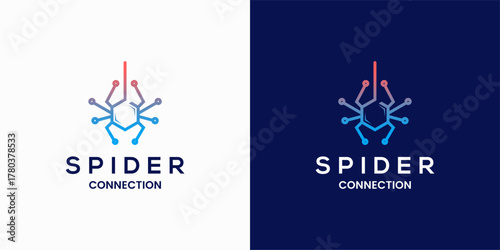 simple minimal spider logo design with line art style