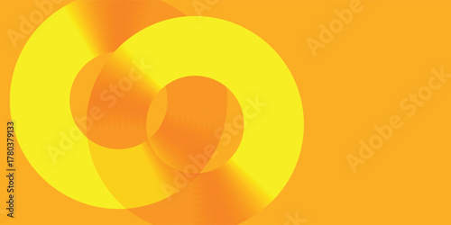 Vibrant seamless pattern of abstract yellow spiral rings on an orange gradient background,Vector illustration.