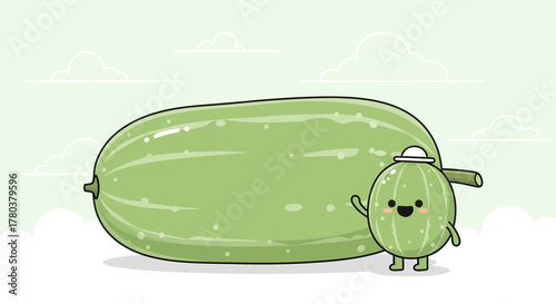 Cute Cartoon Character Welcomes You With An Adorable Vegetable Companion