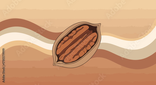 Depiction Of A Pecan Nut Presenting Healthy Nuts With A Sophisticated And Modern Style