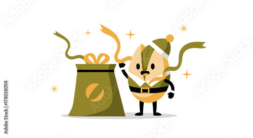 Festive Nutcracker Character with a Gift Bag Celebrating a Generous Holiday