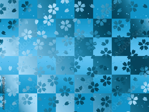 小桜、格子、5水色B