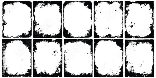Set Distressed ink splatter frames collection, various grunge elements