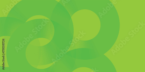 Vibrant neon lime green abstract background with large overlapping geometric ring shapes, Vector illustration.