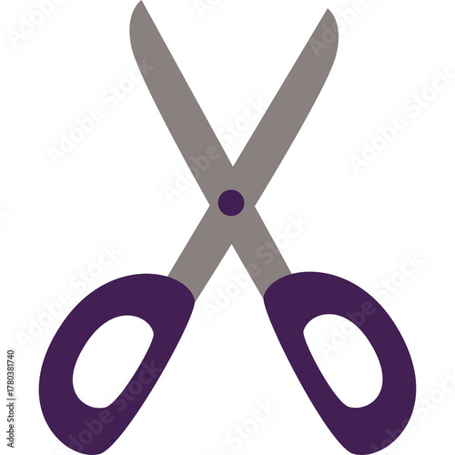 Gray and Purple Scissors With Transparent Background Symbolizing Cutting Or Separation In A Clean Graphic Design