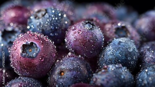 Fresh Blueberries with Water Droplets 