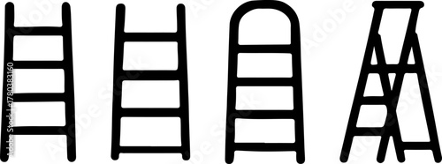 Ladder silhouette, ladder clipart, ladder vector art, ladder vector, vector of ladders set isolated