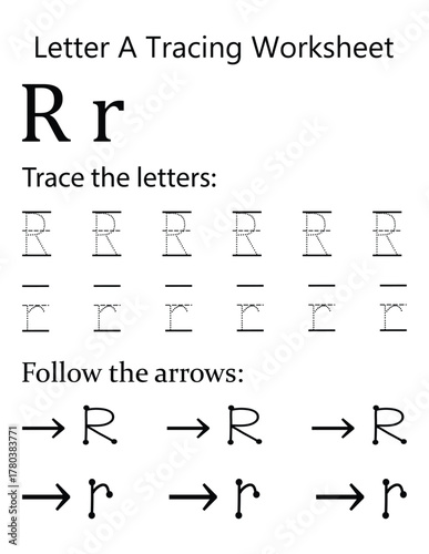 Capital and Lowercase Letter 'R' Handwriting Practice Sheet