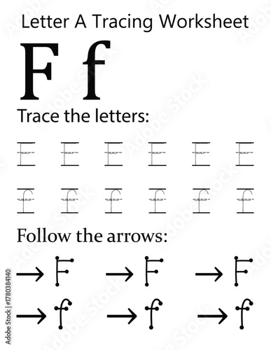 Capital and Lowercase Letter 'F' Handwriting Practice Sheet
