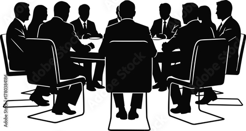 Business meeting silhouette, corporate conference vector, teamworap