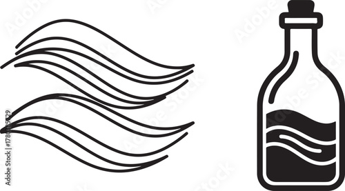 Simple Abstract Waves and Bottled Liquid Graphic Icons