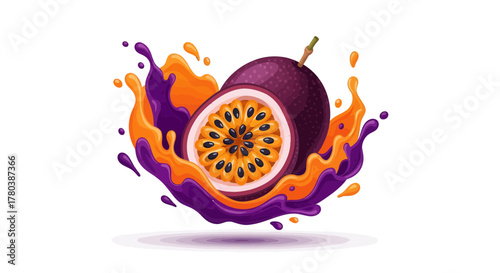 Fresh Passion Fruit Splash Illustration Depicting Exotic Fruit And Juices In High Definition