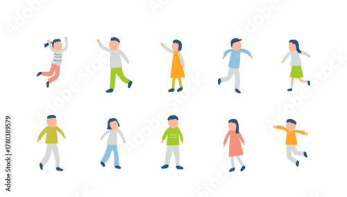 秋を過ごす子どもたちのイラストセット