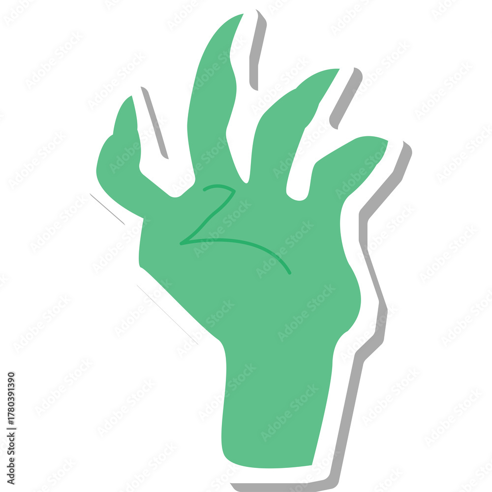 Obraz premium Green Cartoon Monster Hand With Number Two Digit On Transparent Background