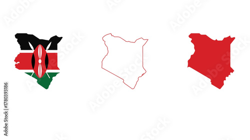 Set of Kenya  map isolated on white background, illustration design