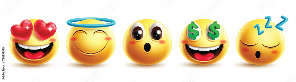 Εκτύπωση καμβά Emoji in love characters clipart set