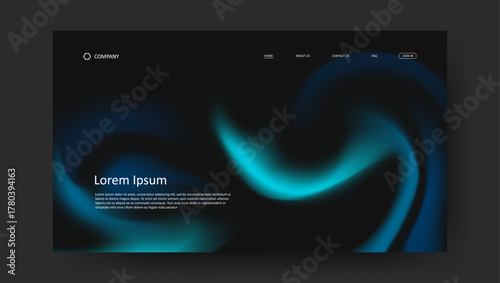 Abstract wave futuristic design of landing page. retro gradient mesh website design	