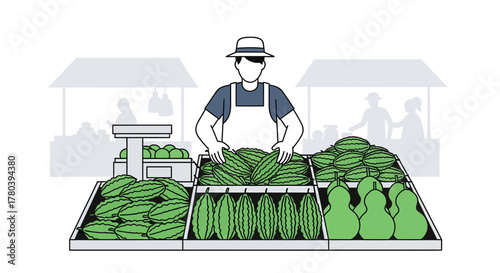 Fresh Produce Vendor Displaying Harvest From A Local Marketplace, Ready For Sale