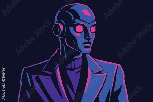 Neon Cyber Sentinel,Futuristic AI Guardian