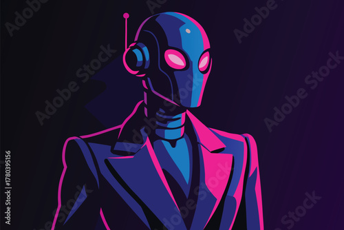 Neon Cyber Sentinel,Futuristic AI Guardian