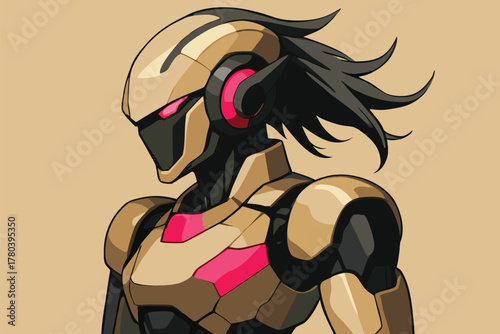 Neon Cyber Sentinel,Futuristic AI Guardian