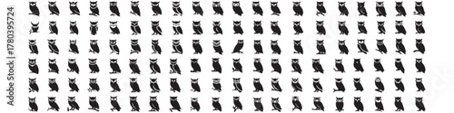 set of owl silhouette logo vector template. Vector Black silhouettes. with white background