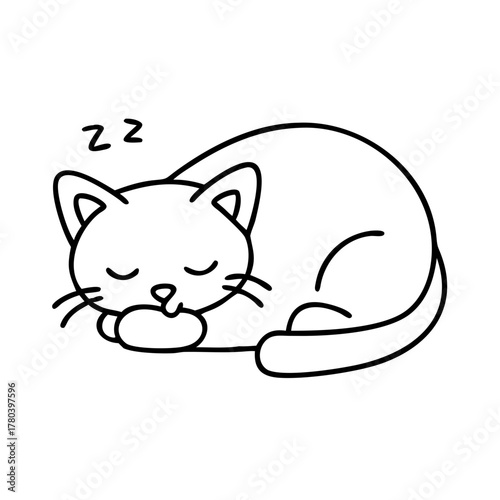 Cute cartoon cat napping soundly with 'zz' symbols above