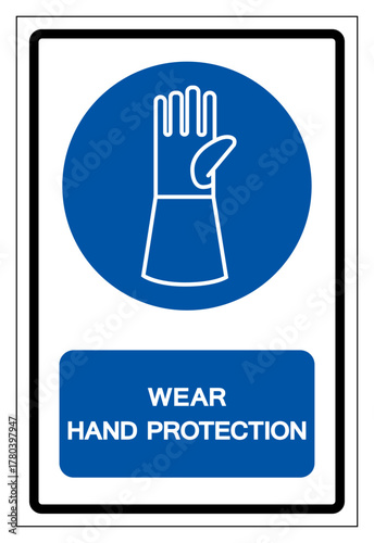Wear Hand Protection Symbol Sign ,Vector Illustration, Isolate On White Background Label. EPS10