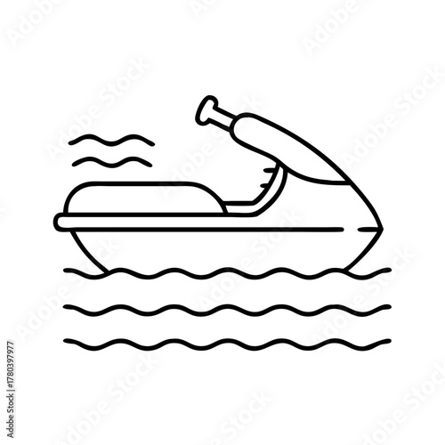 Jet ski outline in water, ready for summer water sport fun