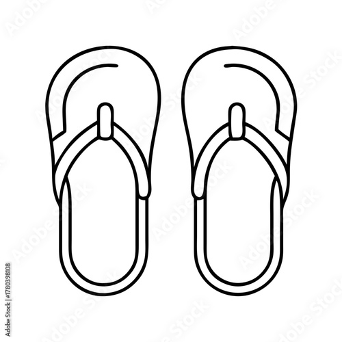 Line art illustration of a pair of simple flip-flop sandals