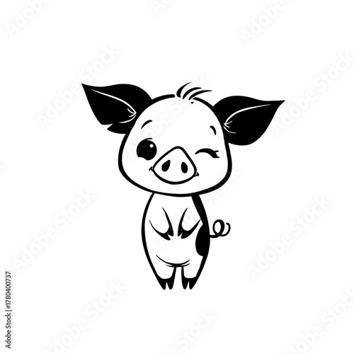 piglet. piglet simple black and white line art vector logo