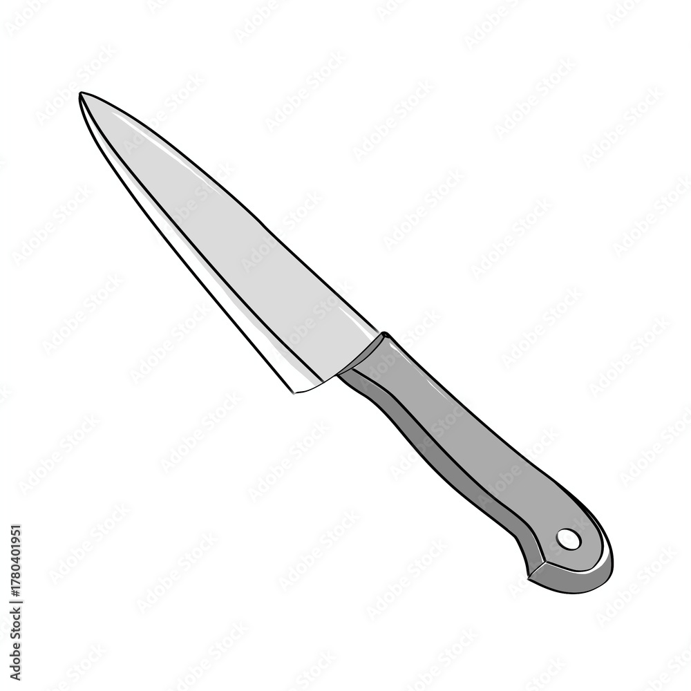 Fototapeta premium knife isolated on white sketch black and white