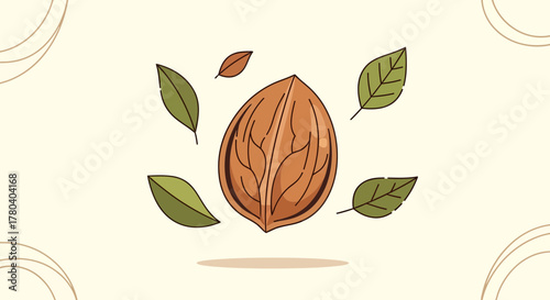 Illustrated Harvest of Seeds and Leaves, A Botanical Illustration with Simplistic Elements