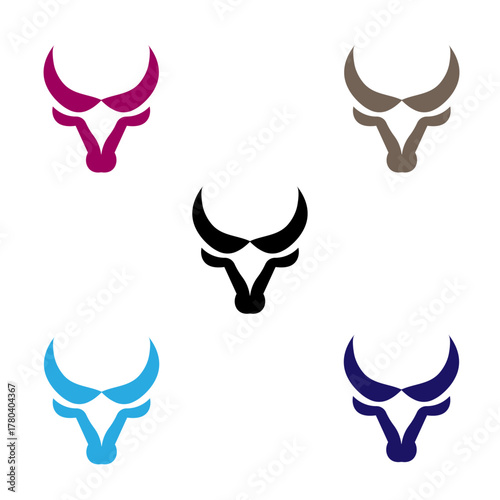 Modern Bull Head Logo Pack  5 Color Variants for Branding & Identity.ai