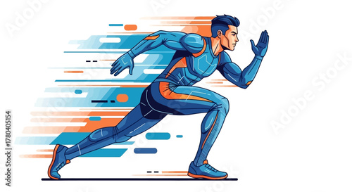 Speeding Futuristic Runner Illustration with Motion Trails