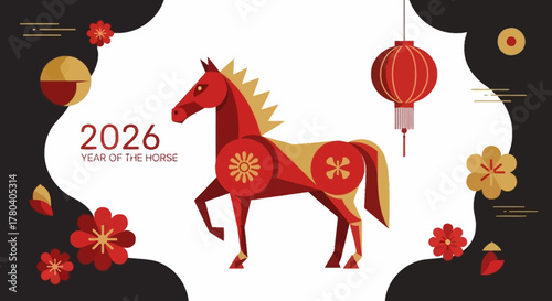 Lunar New Year 2026 Year of the Horse Decorative Illustration