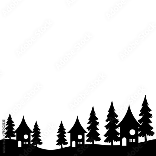 Winter Village Silhouette Icon