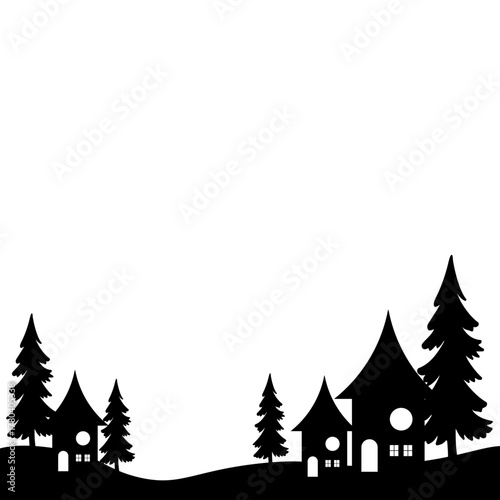 Winter Village Silhouette Icon
