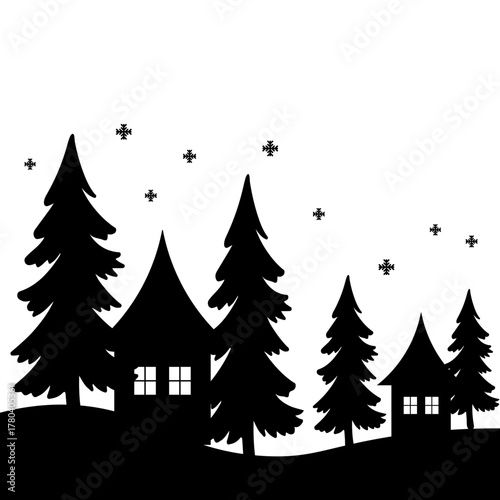 Winter Village Silhouette Icon