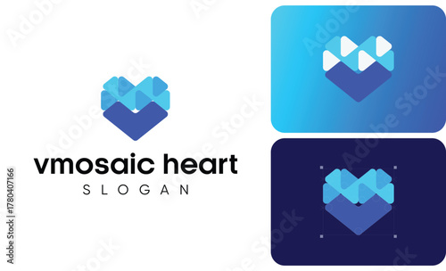 v mosaic heart logo vector