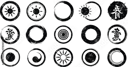 Mega bundle of different ink brush strokes:rectangle,square and round freehand drawings.Ink splatters,grungy painted lines,artistic design elements:waves,circles,triangles.