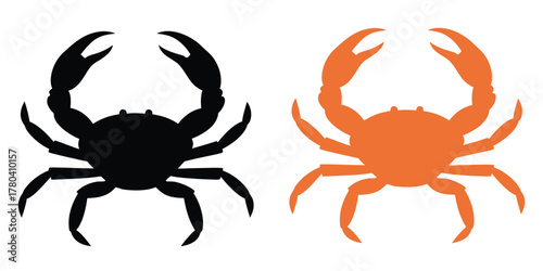 set of crab silhouette, vector illustration 
