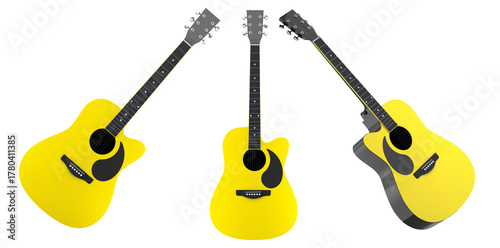 Fototapeta Naklejka Na Ścianę i Meble -  Set of electric acoustic guitar isolated on white background.