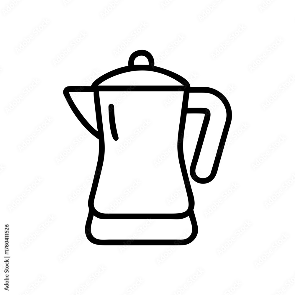 Fototapeta premium Electric Kettle Icon Depicting a Bold Line Outline