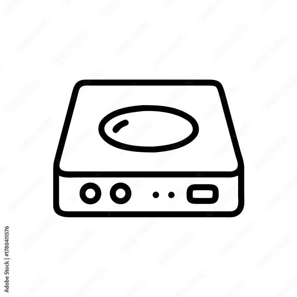 Fototapeta premium Electric Stove Icon with Bold Line Style and Flat Design