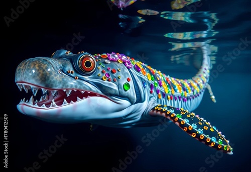 Jeweled predator lurks in depths of Lake Tanganyika,  majestic, Cyphotilapia frontosa