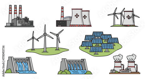 Energy Production Sources Renewable and Non-Renewable Power Generation Concepts