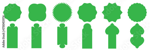 Vector  Ramadan Kareem mosque gates, doors and windows .Collection of various green geometric and ornamental shapes arranged on a perfect for design elements, templates, and pattern creation.